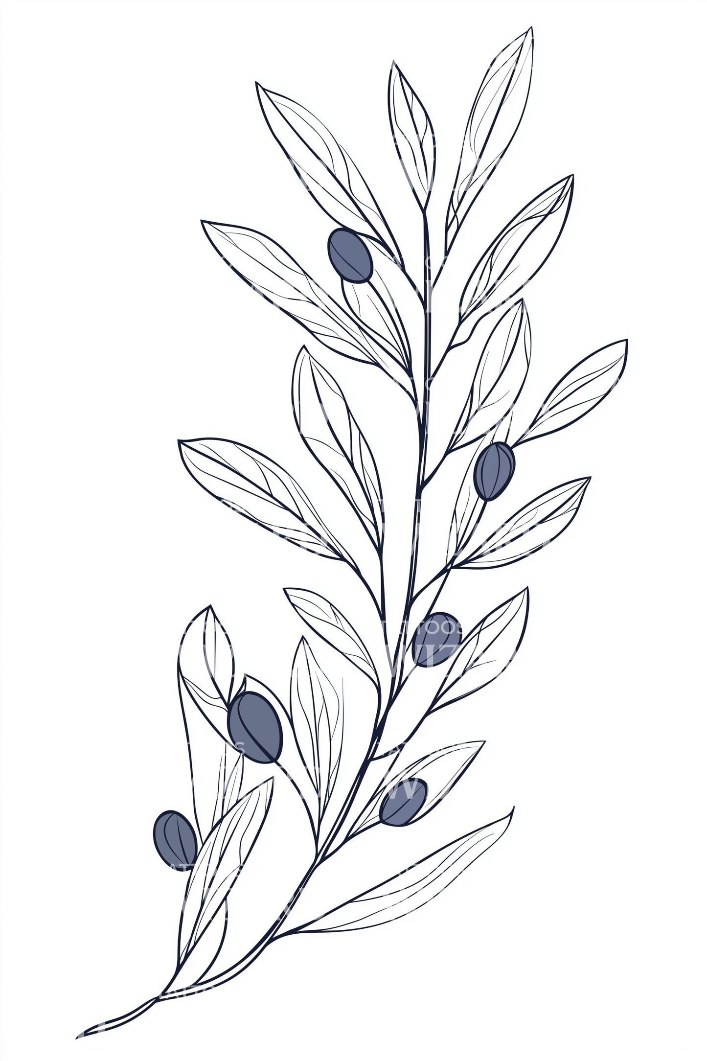 Idea de tatuaje de línea de rama de olivo