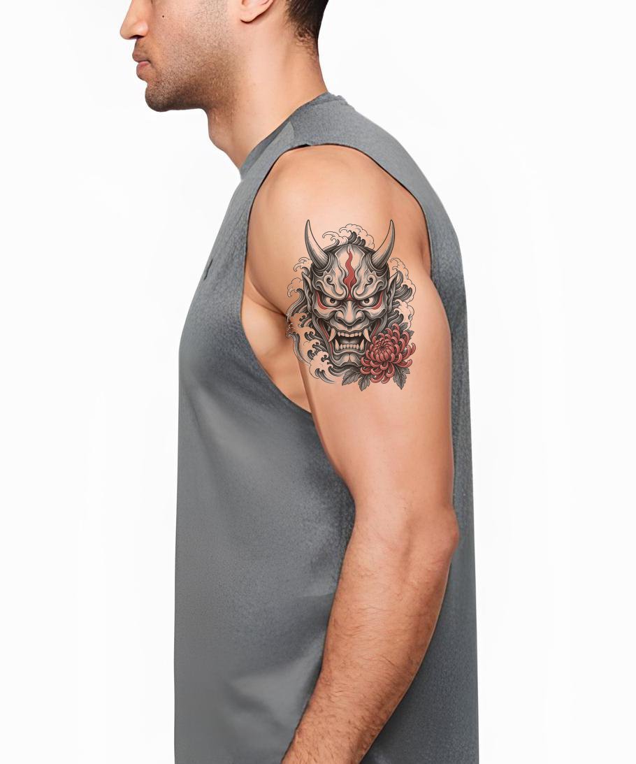 Oni Demon Mask Tattoo Design