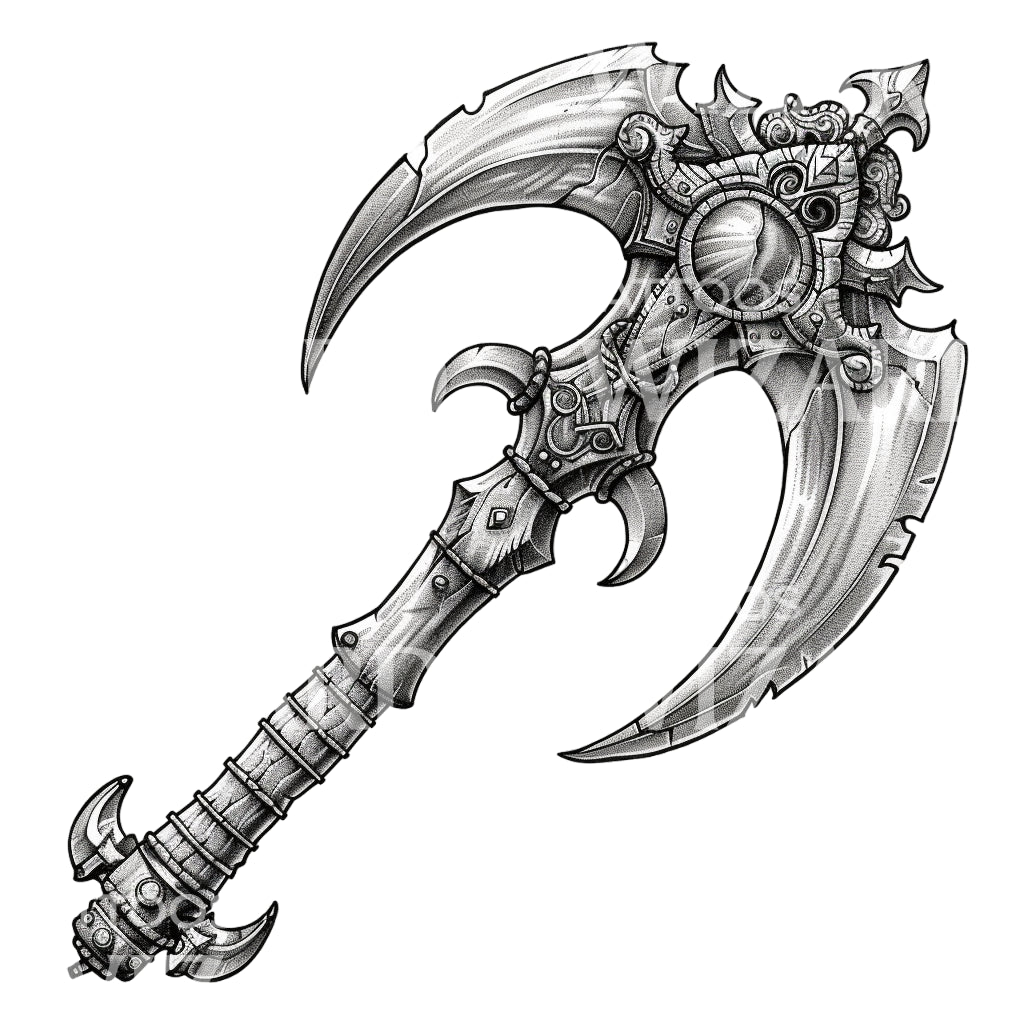 Double Sided Viking Axe Tattoo Design