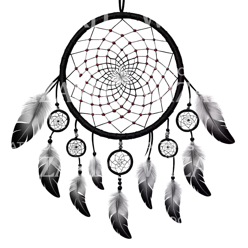 Neotraditional Native Dreamcatcher Tattoo Design