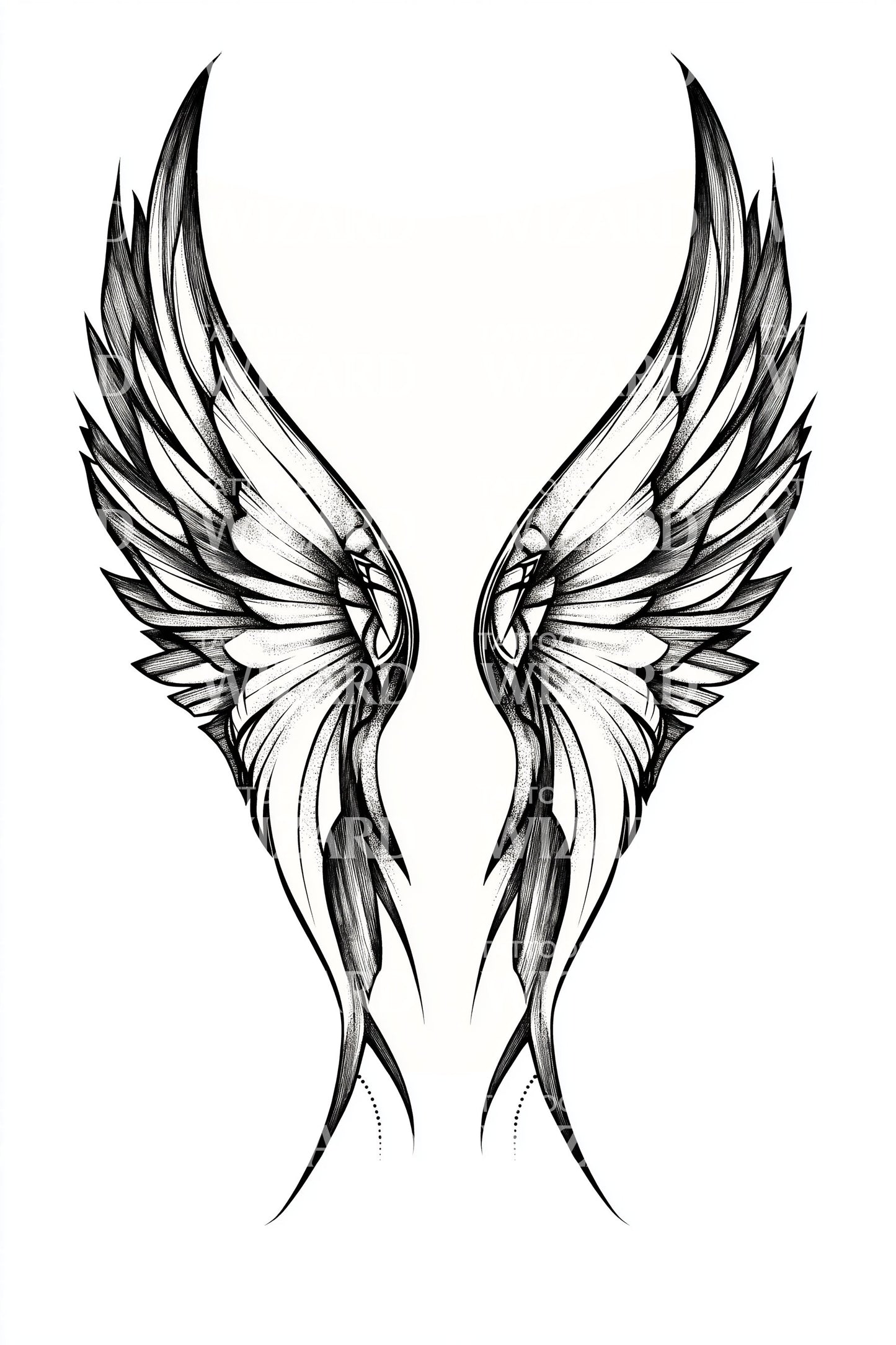 Open Angel Wings Pair Tattoo Design