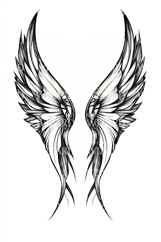 Open Angel Wings Pair Tattoo Design