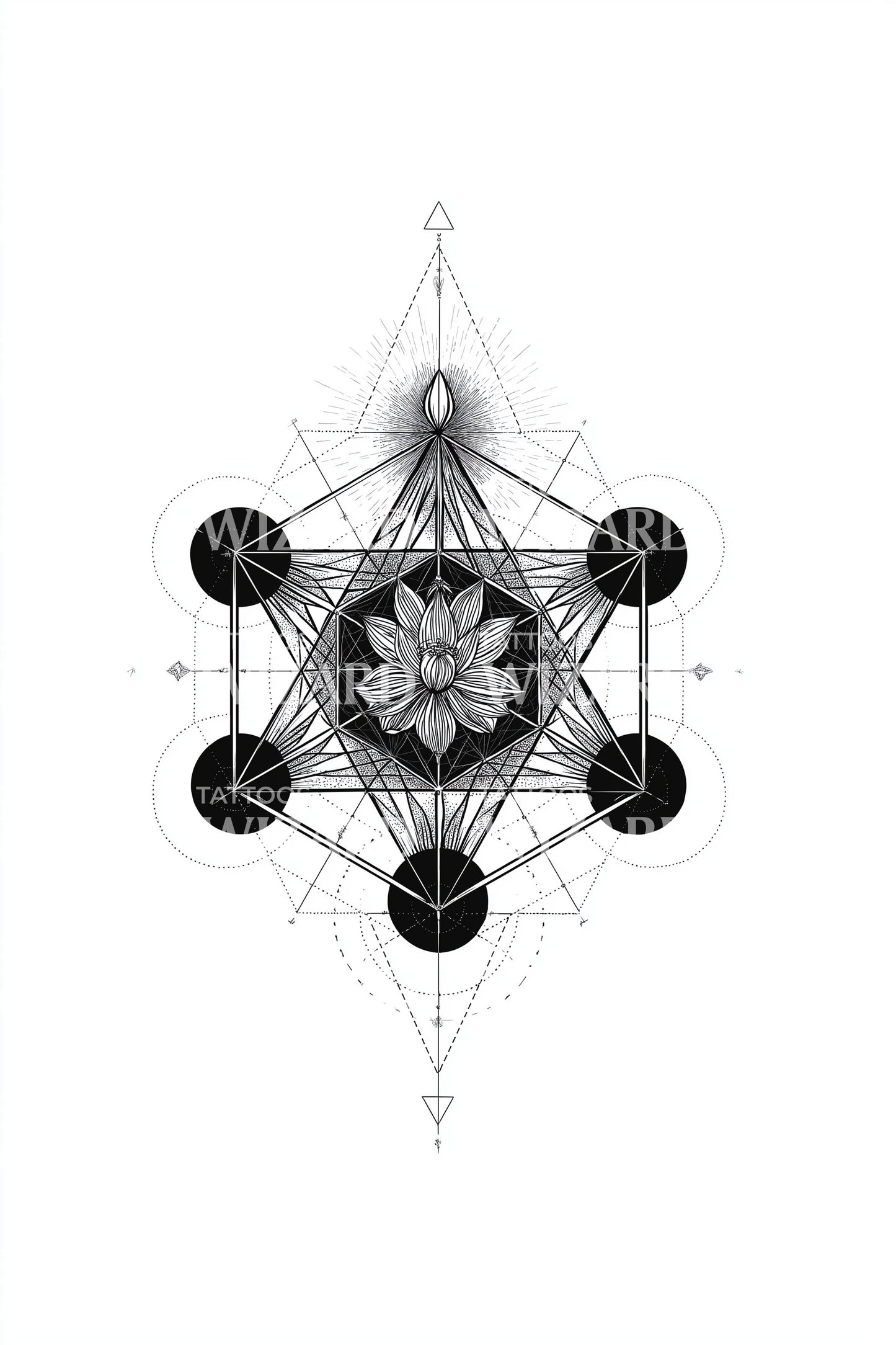 Illustrazione del tatuaggio con motivo a petali orbitali