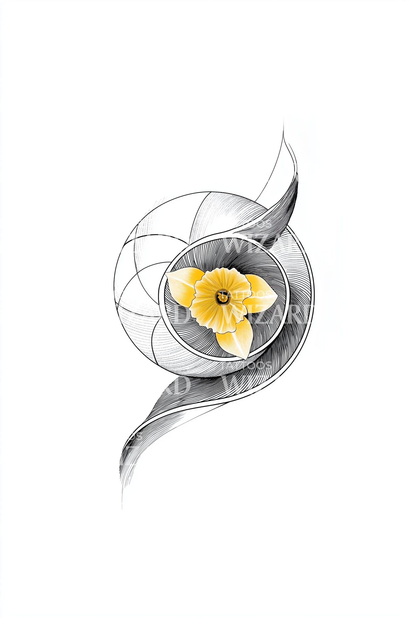 Illustrazione del tatuaggio del narciso giallo orbitale