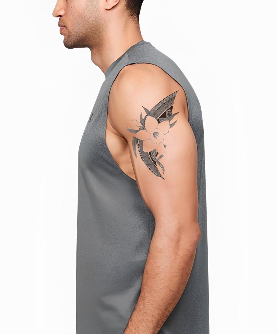 Orchidee Blad Veeg Tattoo Illustratie
