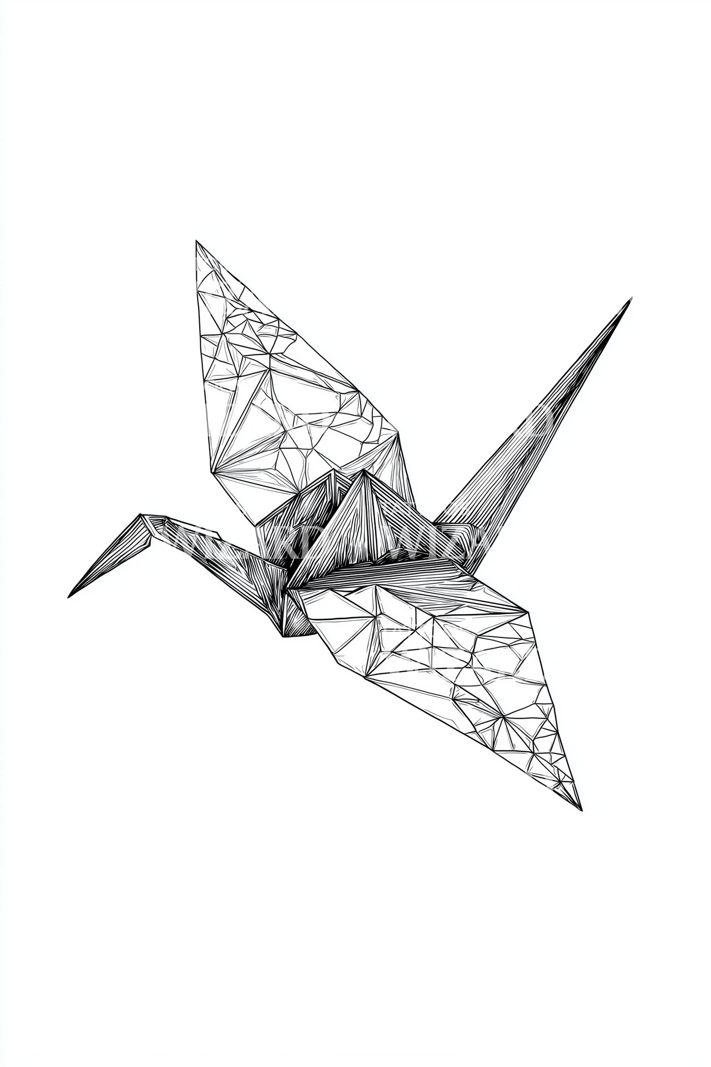 Origami Crane Line Tattoo Design