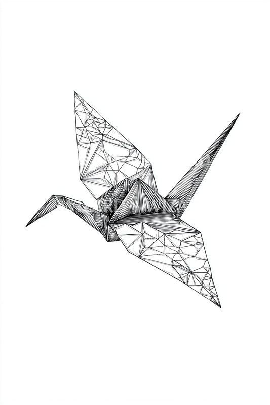 Origami Crane Line Tattoo Design