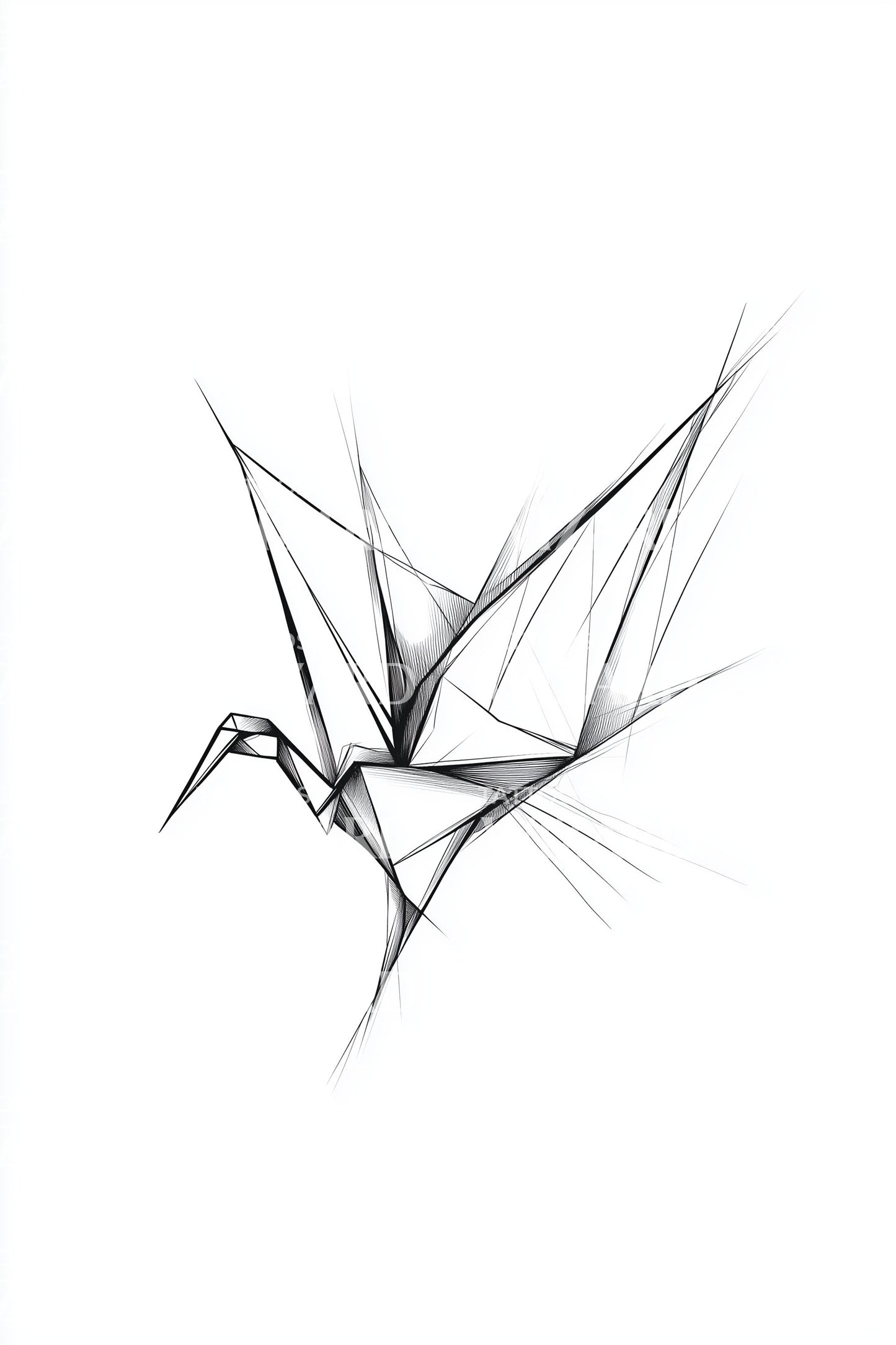 Origami Trana Skiss Tatuering Design
