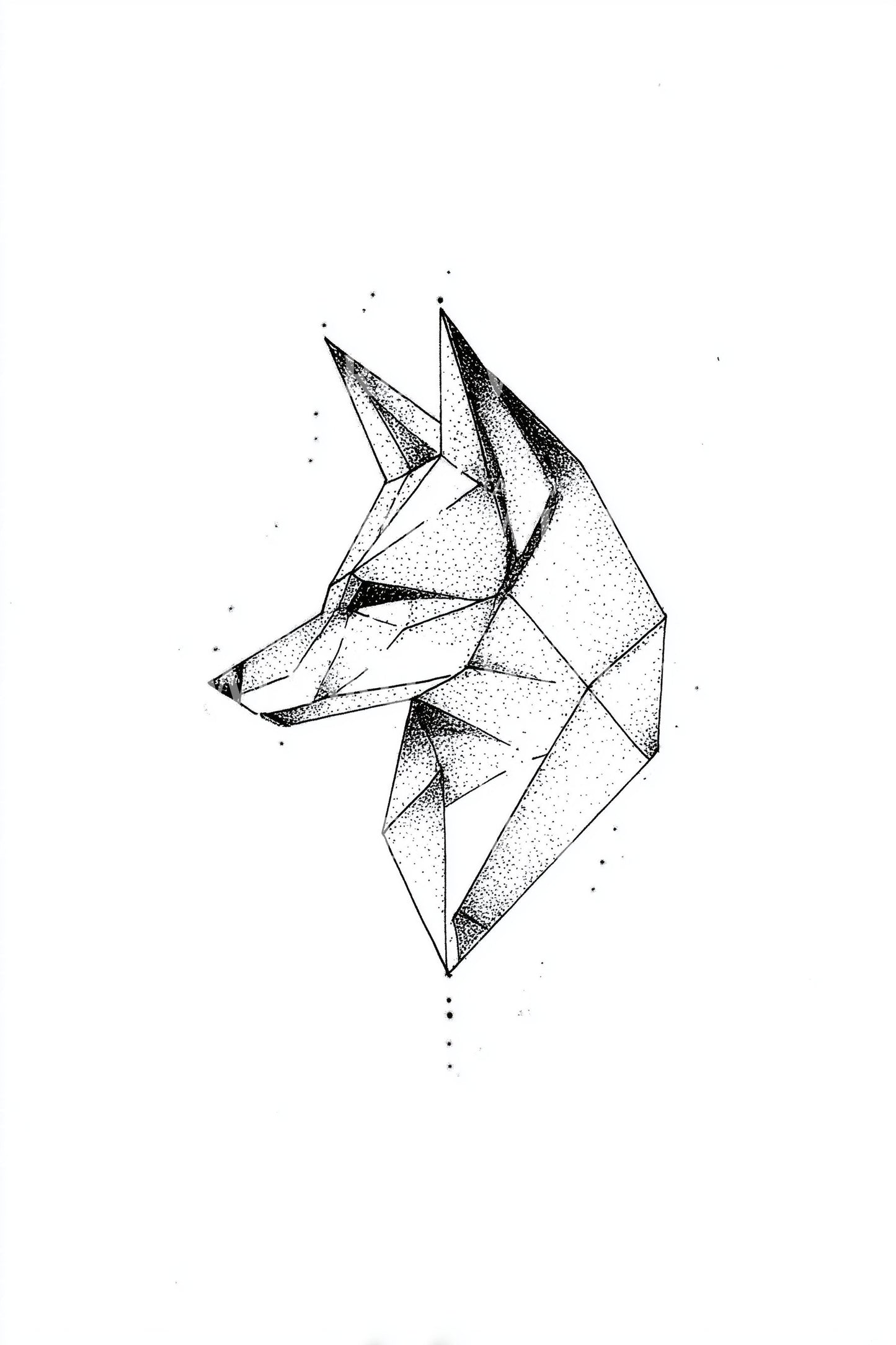 Origami ræv profil tatoveringsdesign