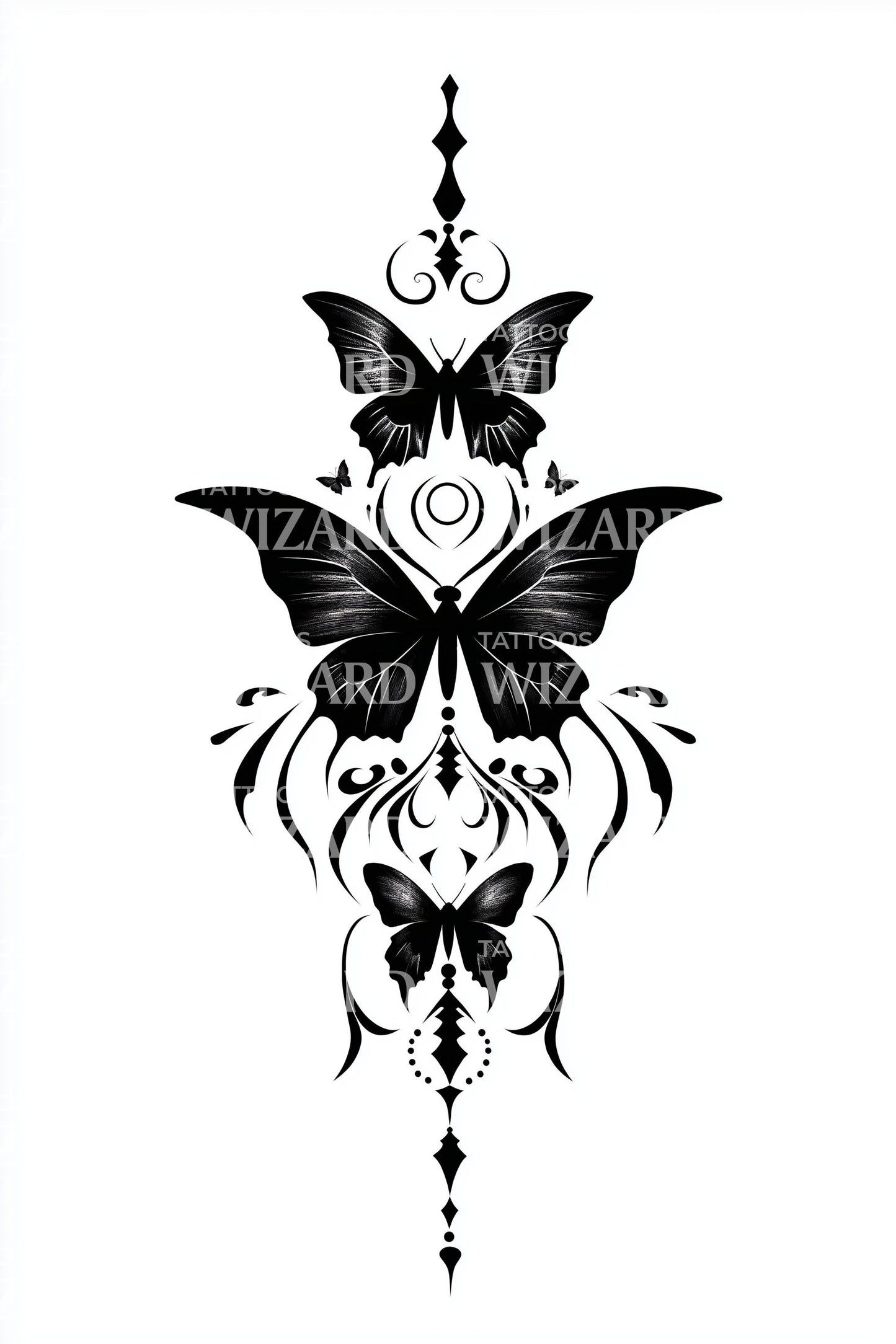 Design de Tatuagem de Símbolo Borboleta Ornamental