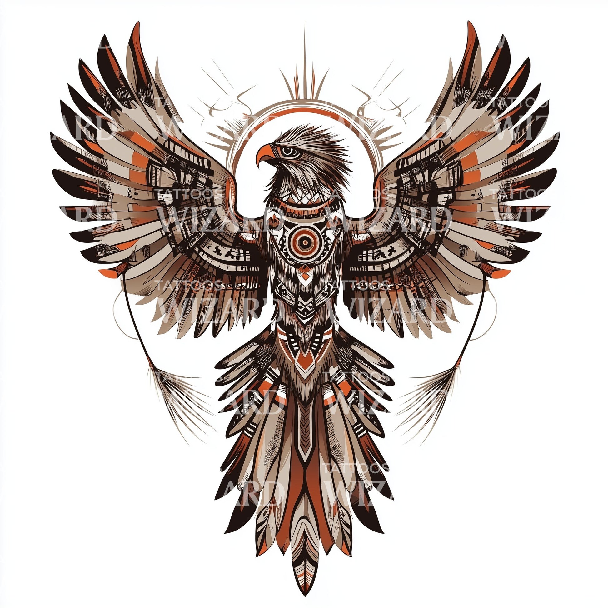 Ornamental Details on Sacred Thunderbird Tattoo Design