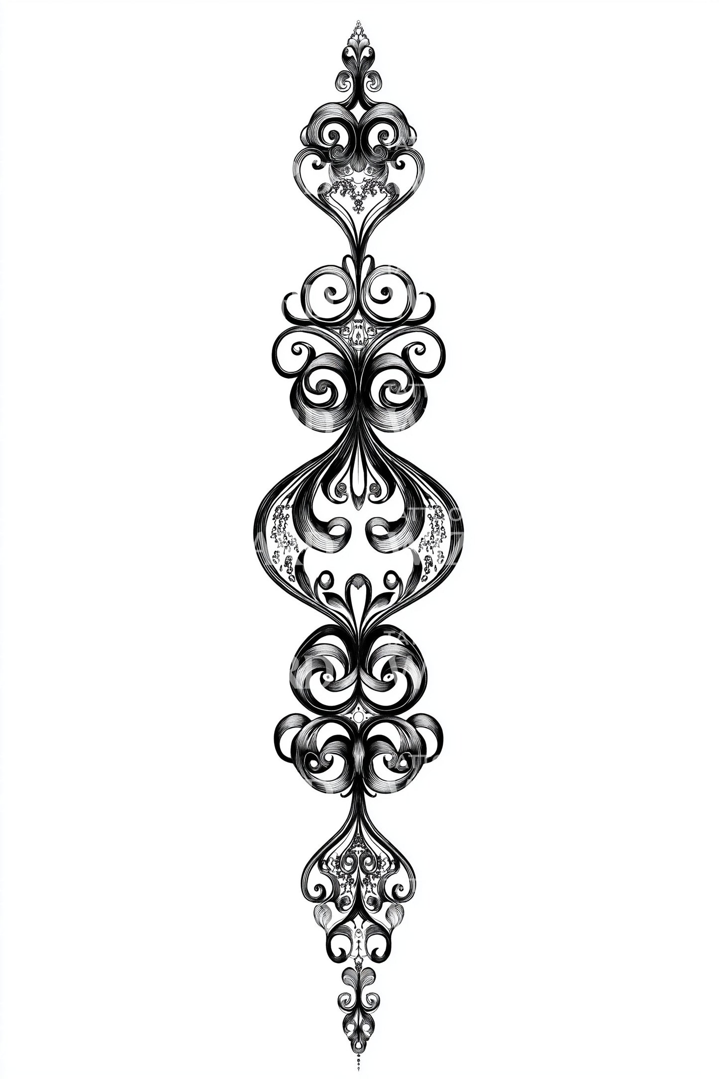 Ornamental Filigree Totem Tattoo Illustration