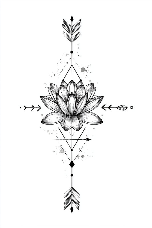 Ornamental Lotus Arrow Tattoo Idea