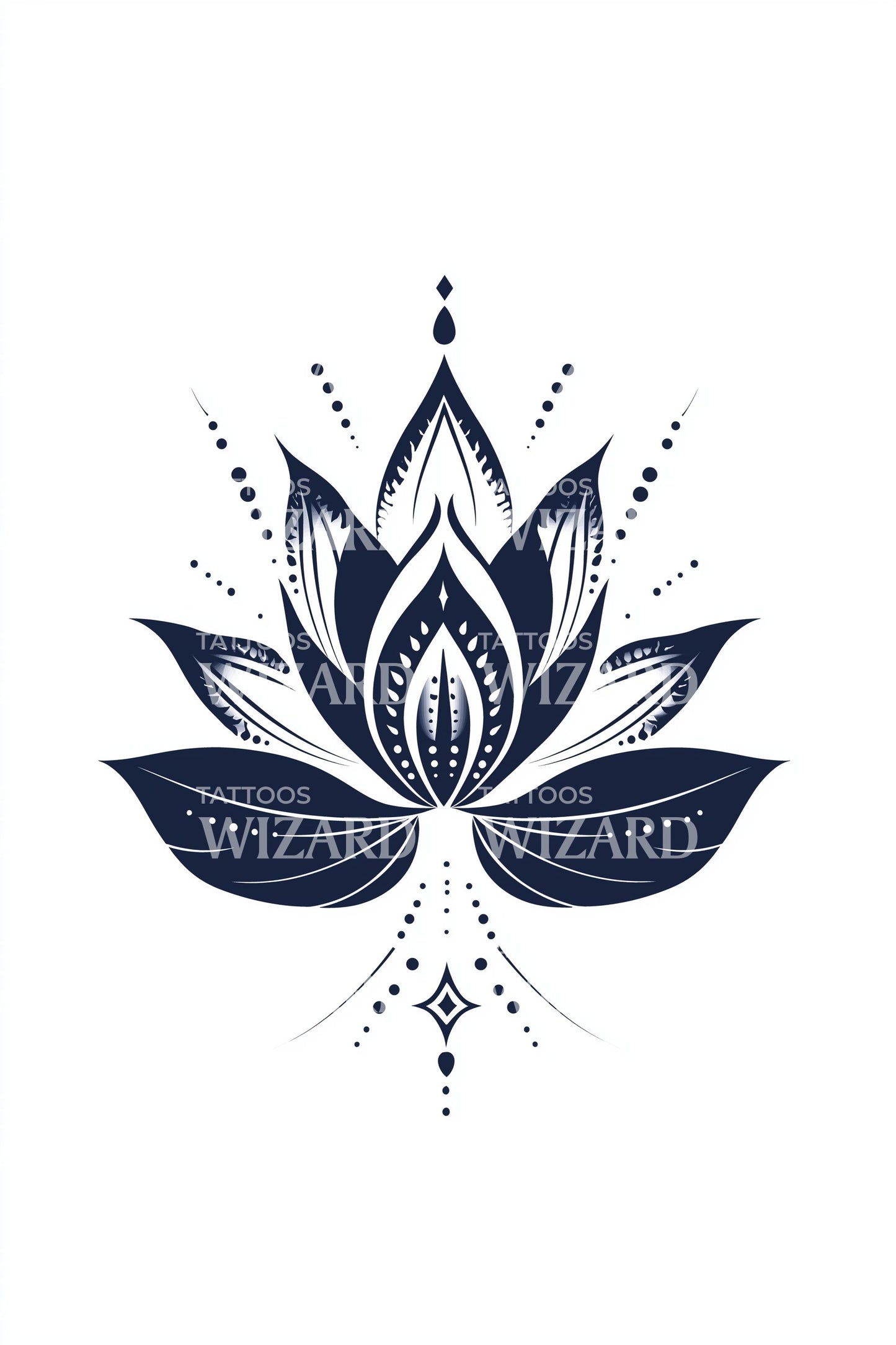 Diseño de tatuaje de flor de loto ornamental