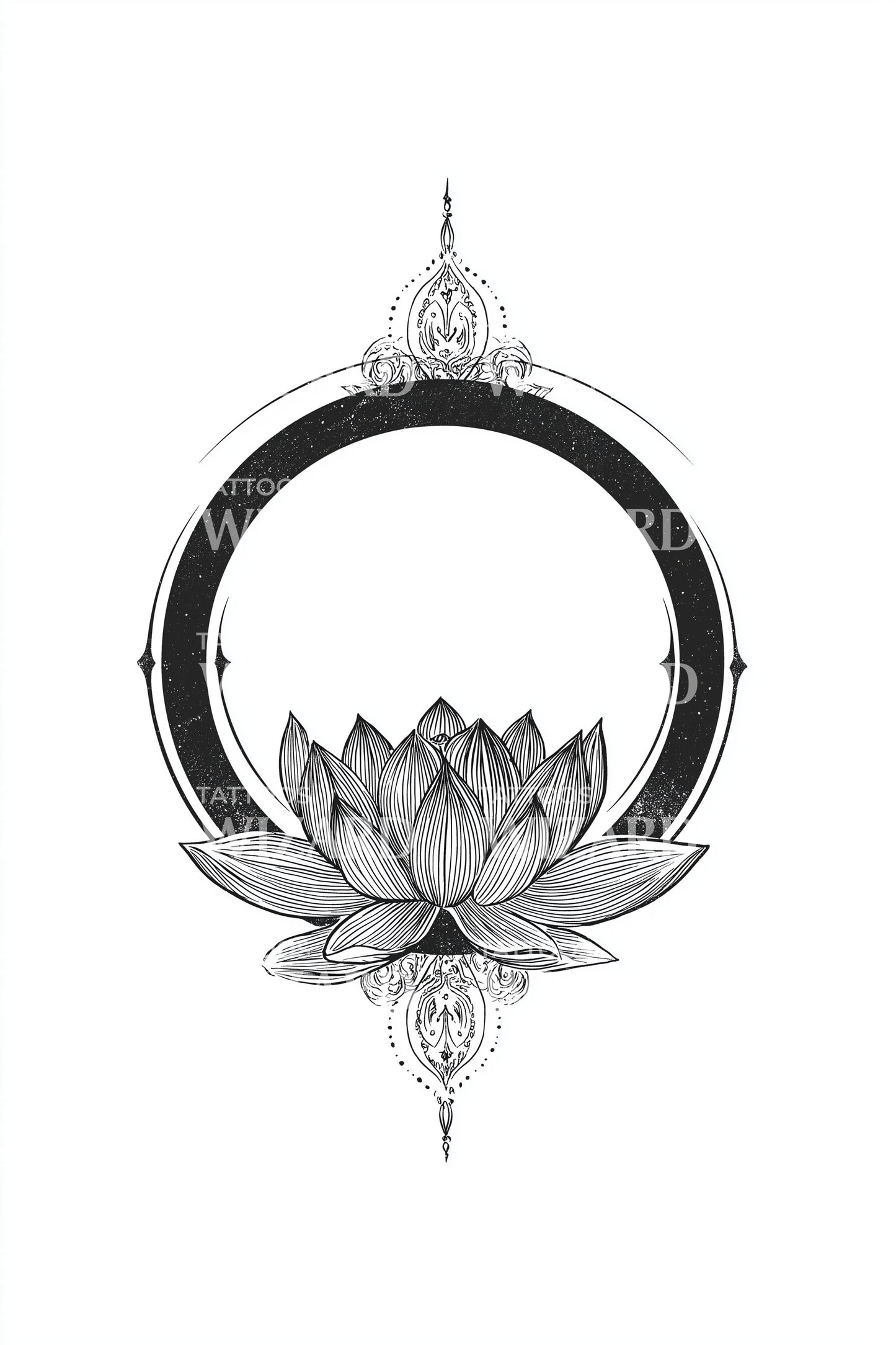 Ornamentalt Lotus Halo Tatoveringsdesign