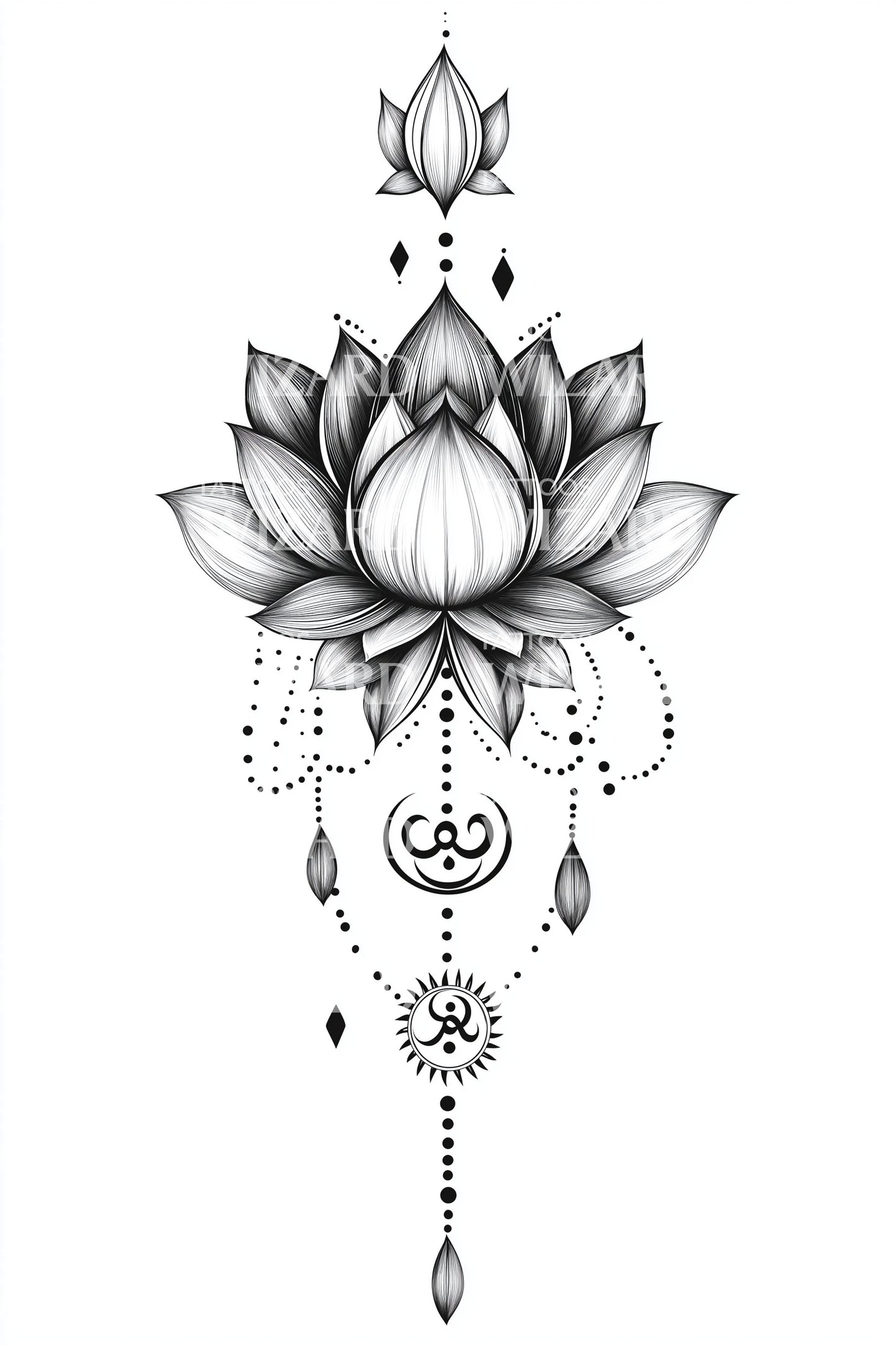Ornamentale Lotus Mandala Tatoeage Ontwerp