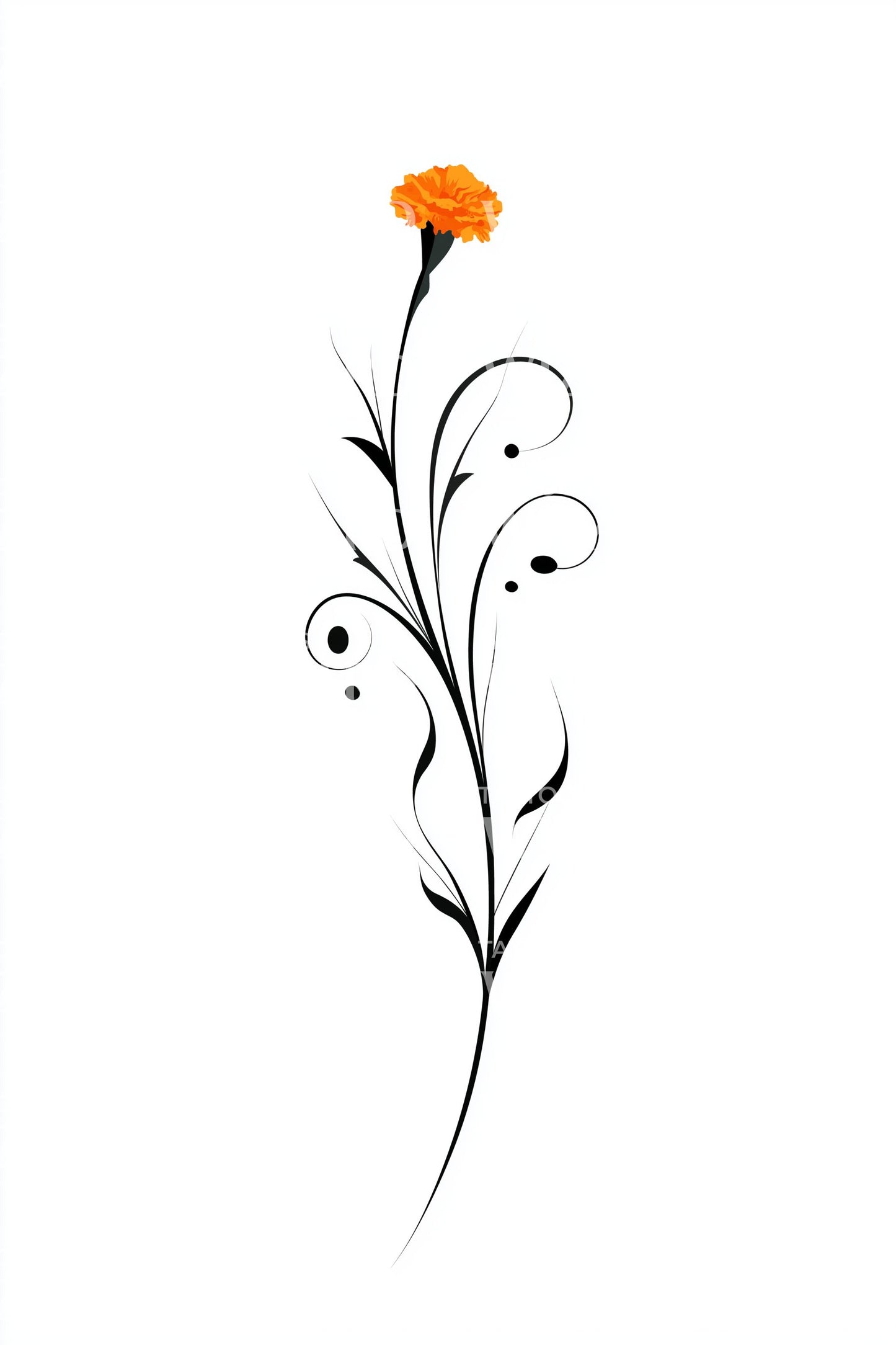 Diseño de tatuaje de vid ornamental de caléndula