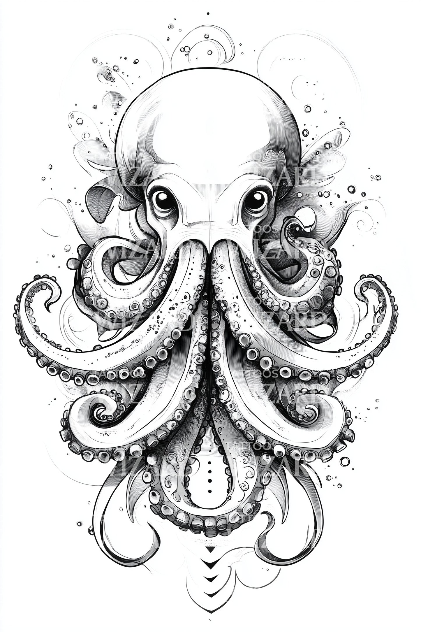 Ornamental Octopus Mask Tattoo Design