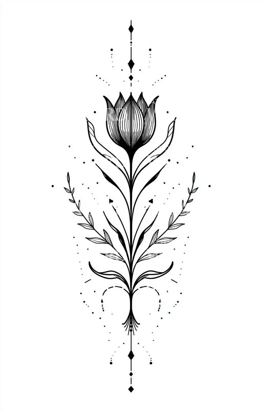 Ornamental Tulip Stem Tattoo Design