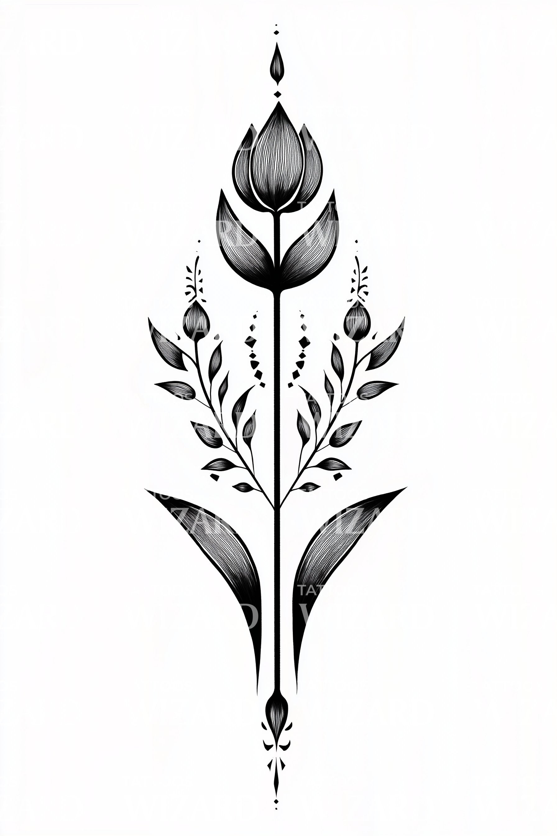 Tulip Tattoos: Black & White Elegance