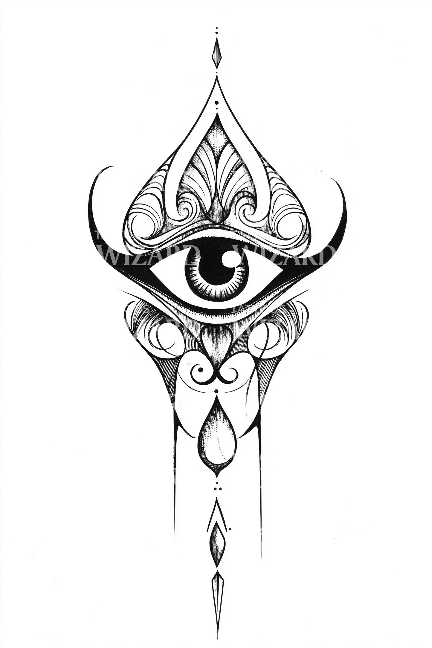 Ornerad Allseende Öga Tatuering Design