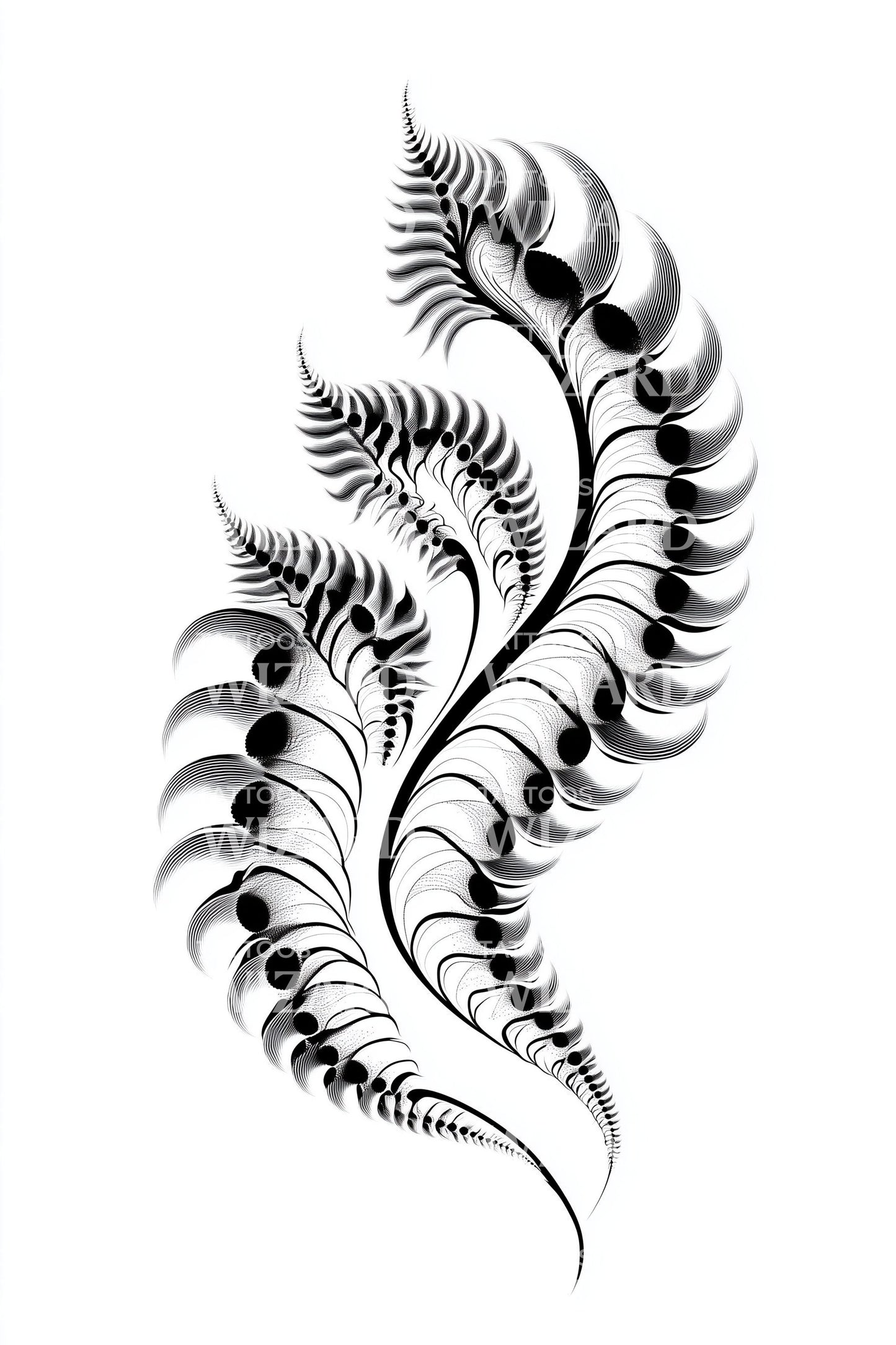 Ornate Fern Fronds Tattoo Design