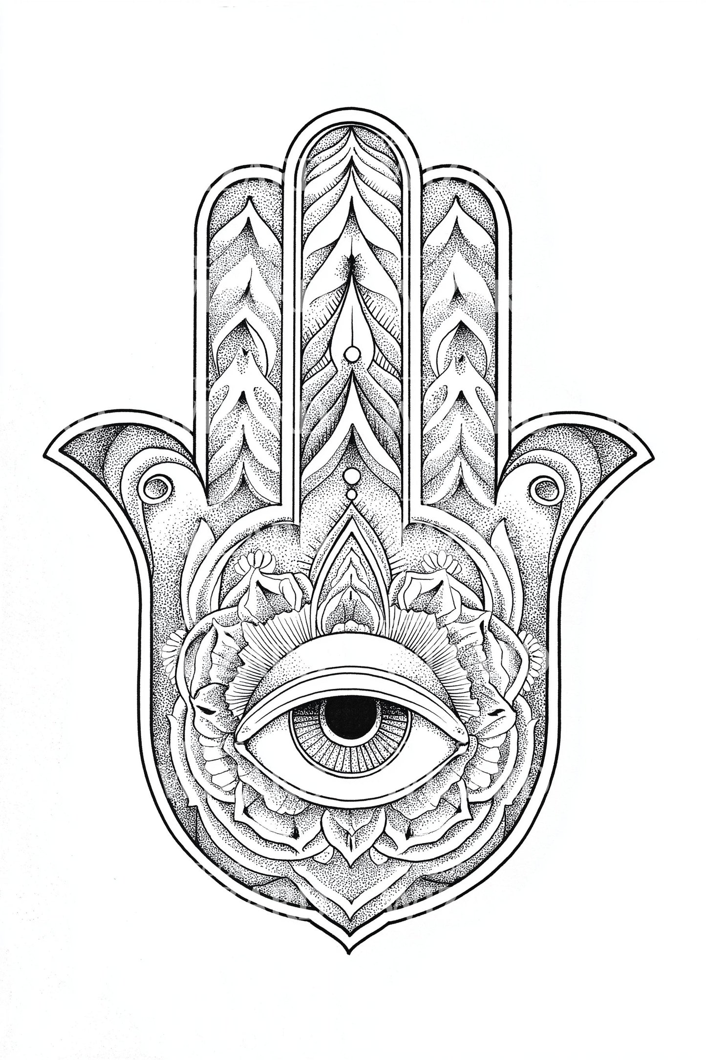 Ornate Hamsa Protection Tattoo Design