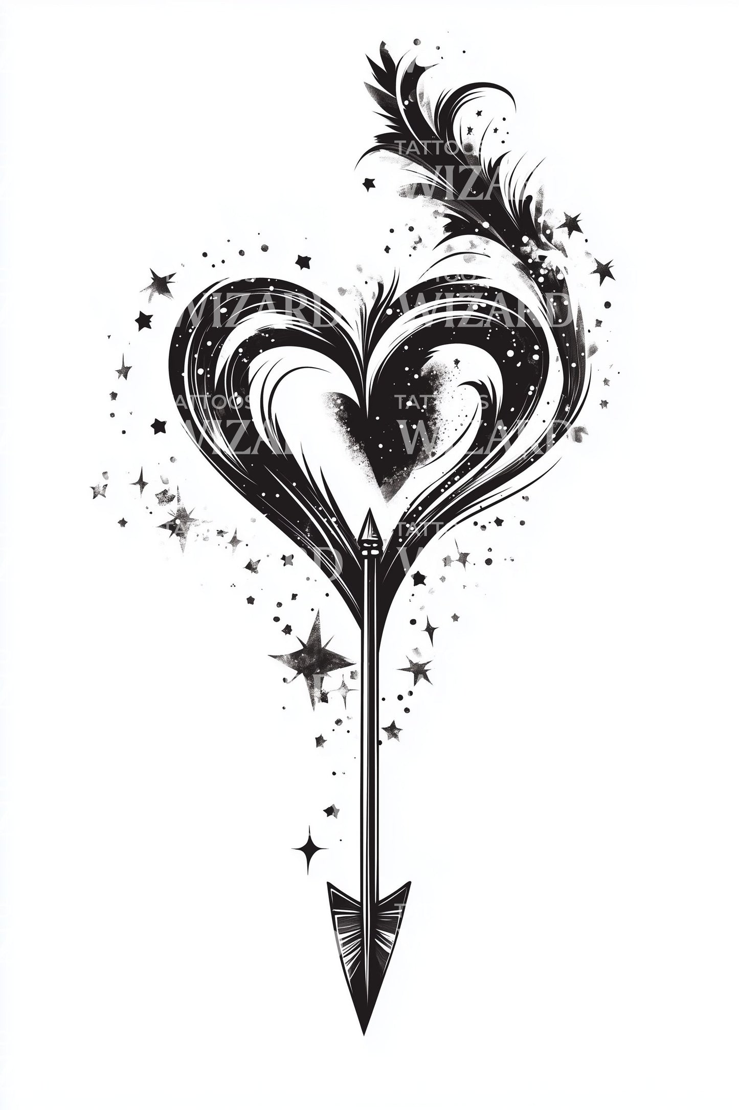 Ornate Heart Arrow Tattoo Design