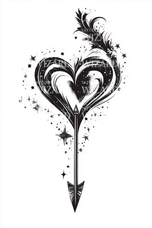 Ornate Heart Arrow Tattoo Design