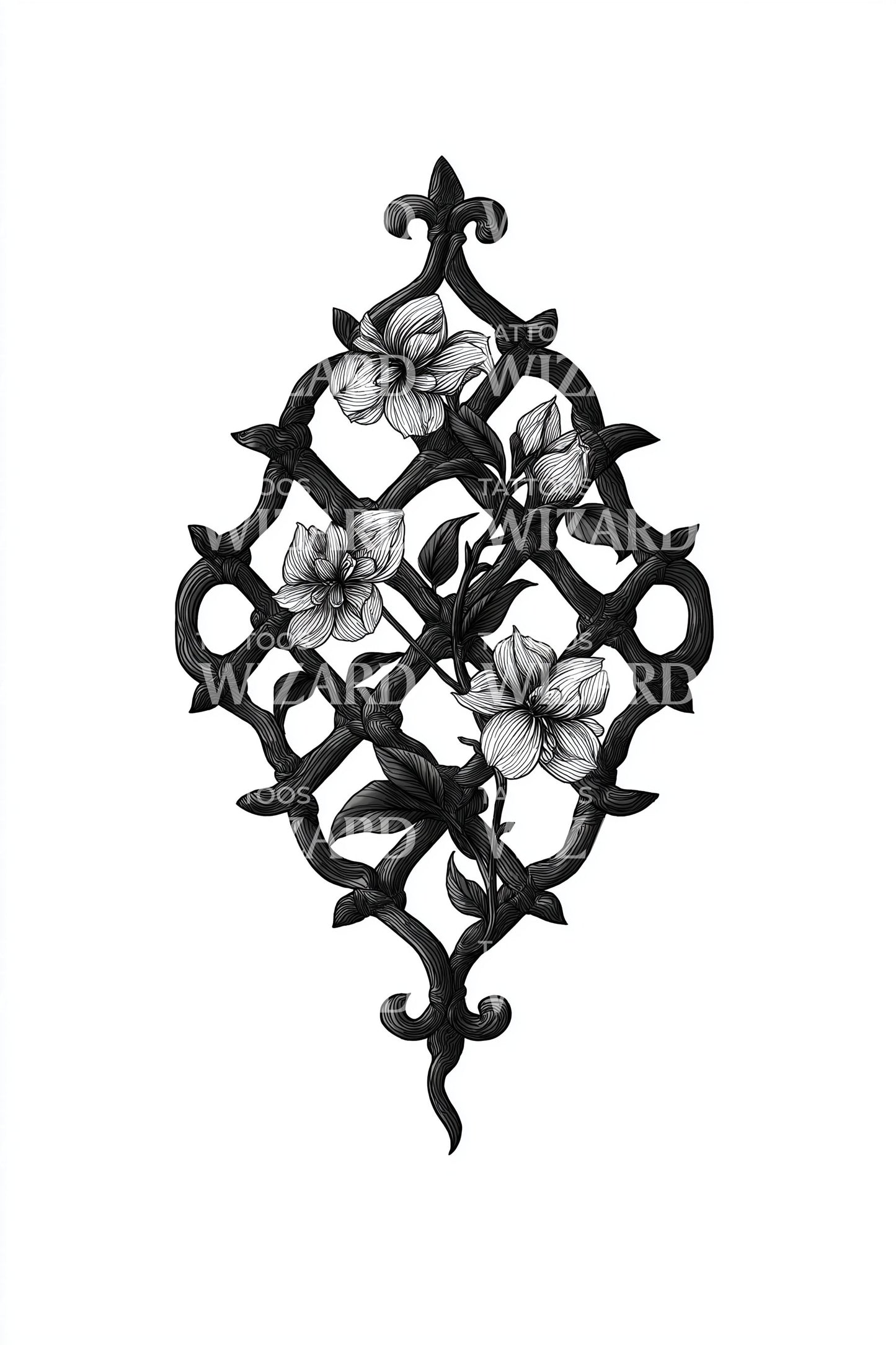 Ornate Lattice Motif Tattoo Design
