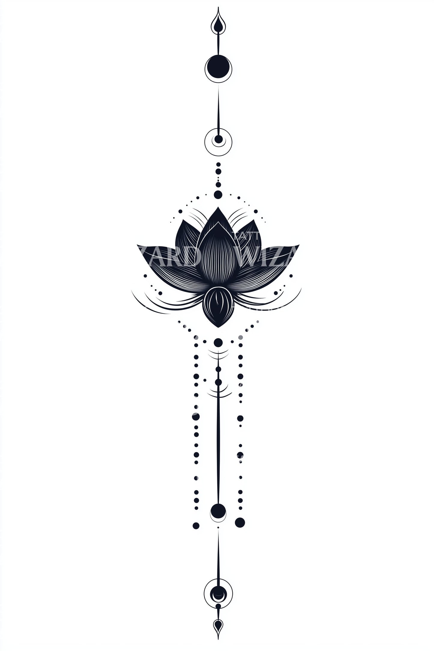 Diseño de tatuaje de colgante de loto ornamentado