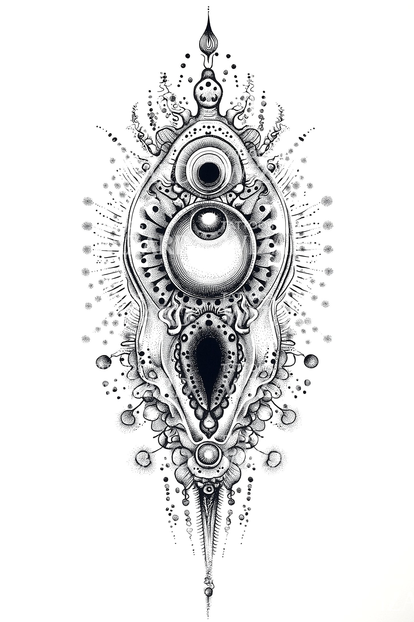 Ornate Microbe Talisman Tattoo Design