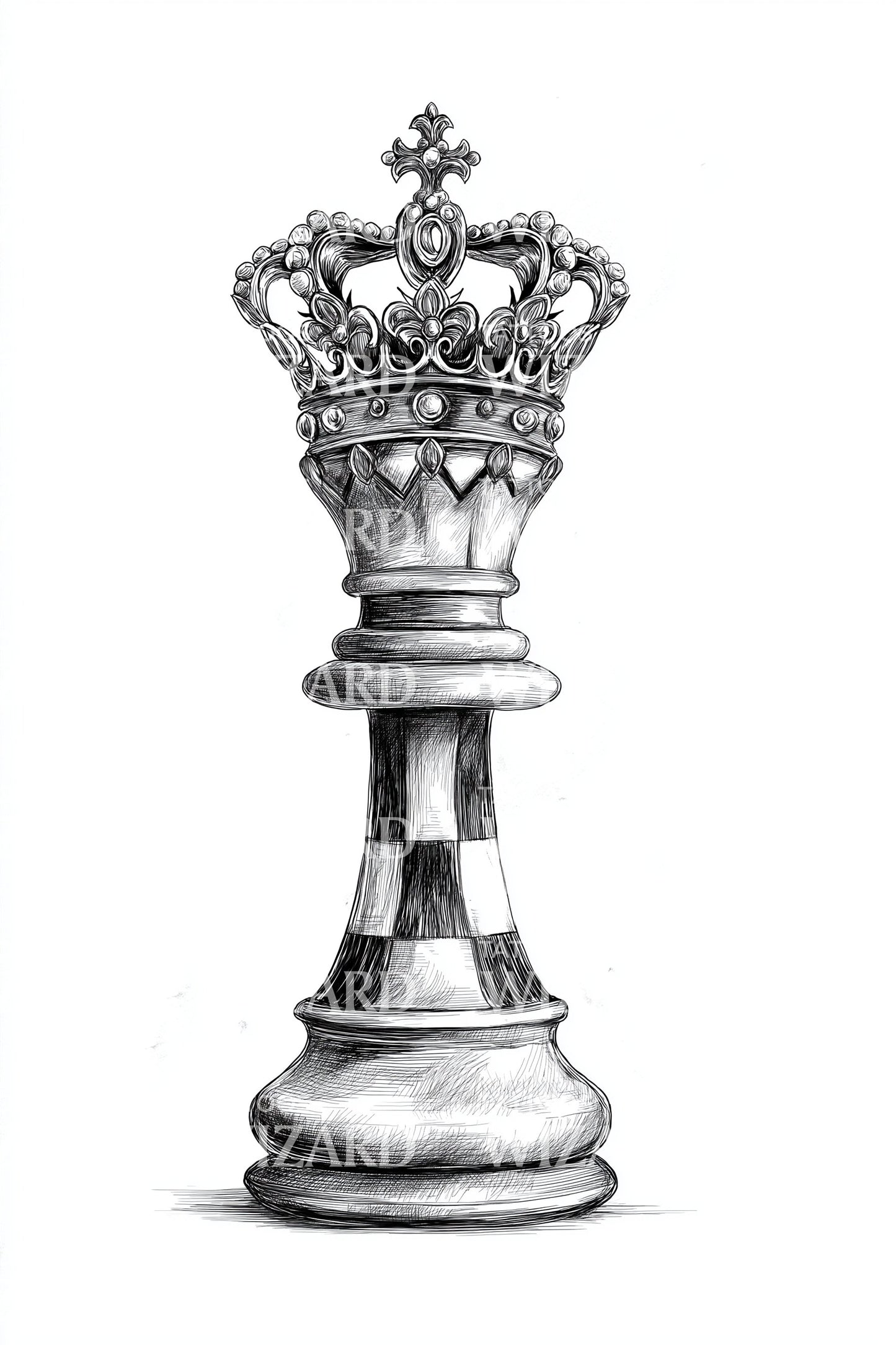 Ornamentales Königin Schach Tattoo Design