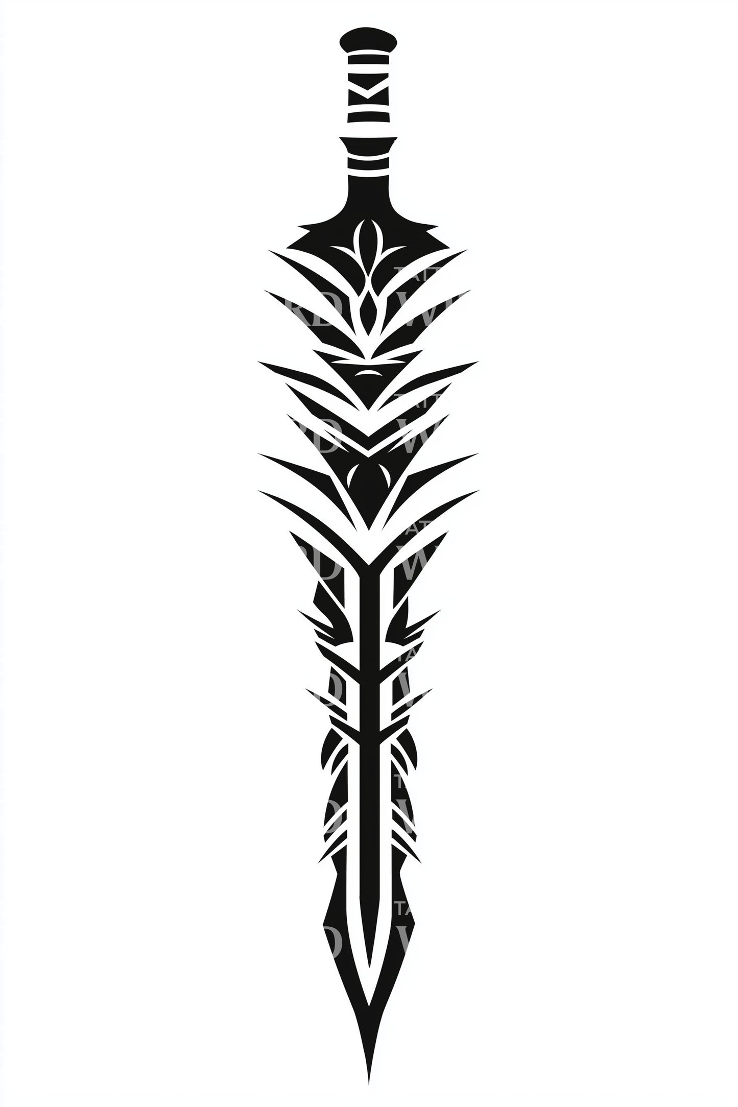 Sierlijk Tribaal Zwaard Tatoeage Ontwerp