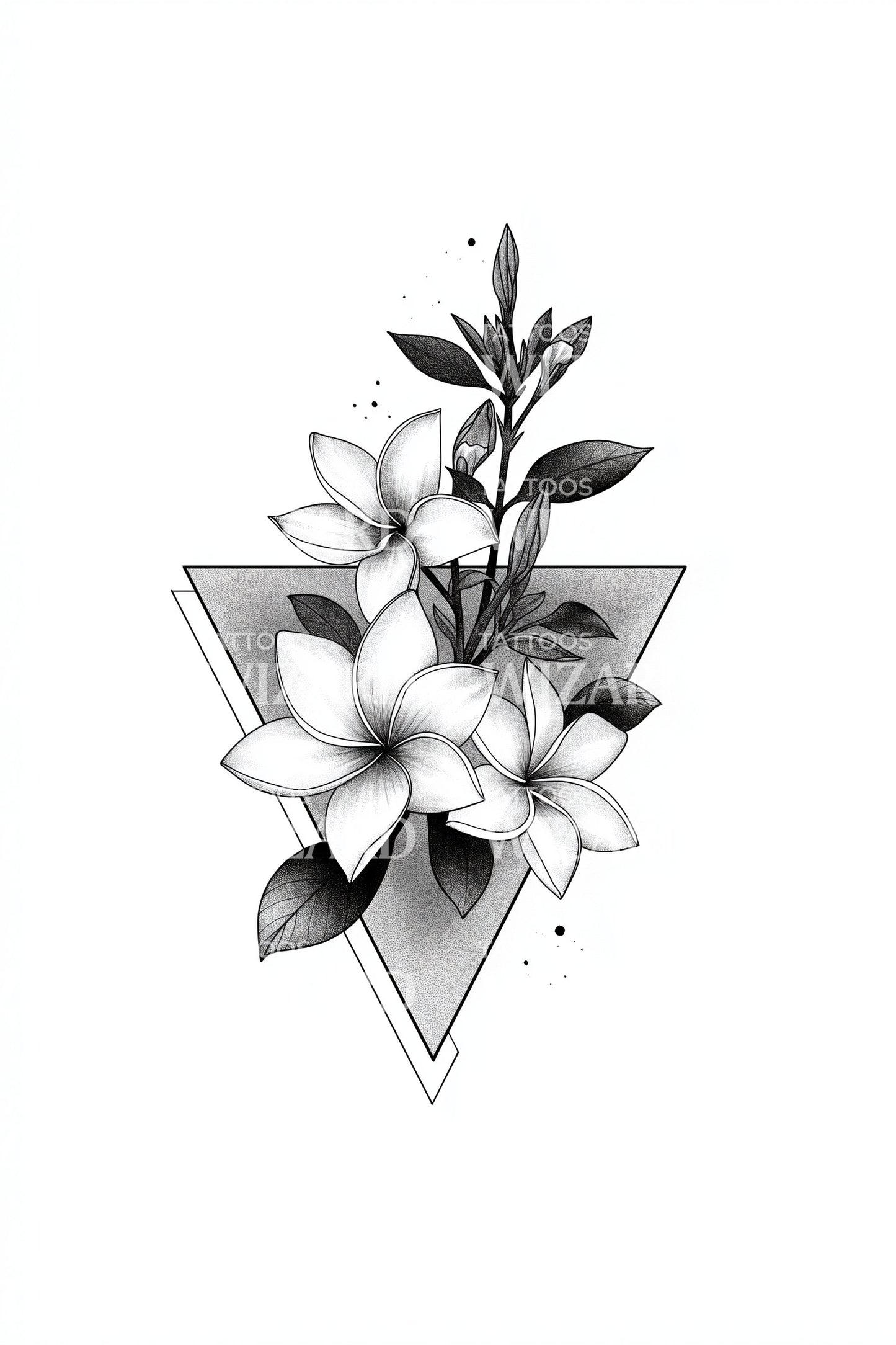 Outline Triangle Jasmine Tattoo Design