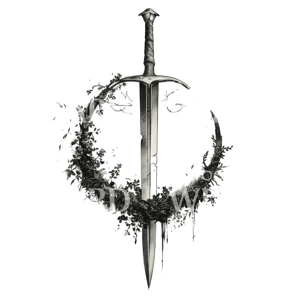 Excalibur Sword Tattoo Design