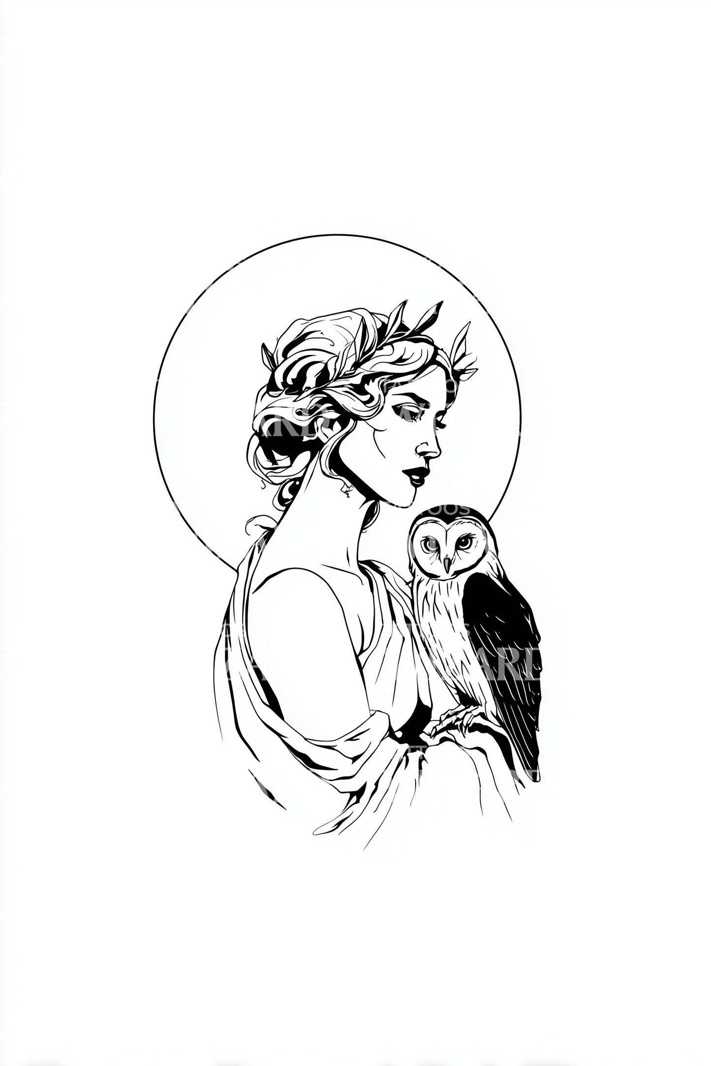 Owl Guardian Madonna Tattoo Illustration