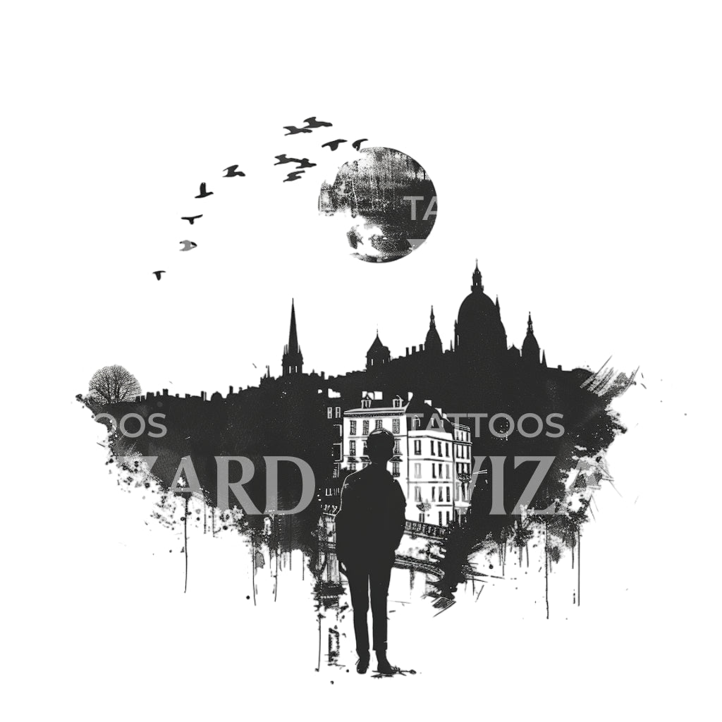 Montmartre Skyline Tattoo Design