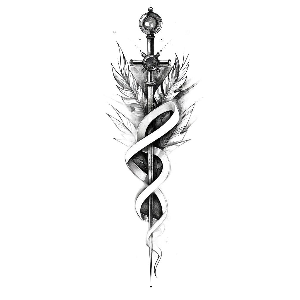 Abstract Caduceus Medical Tattoo Design