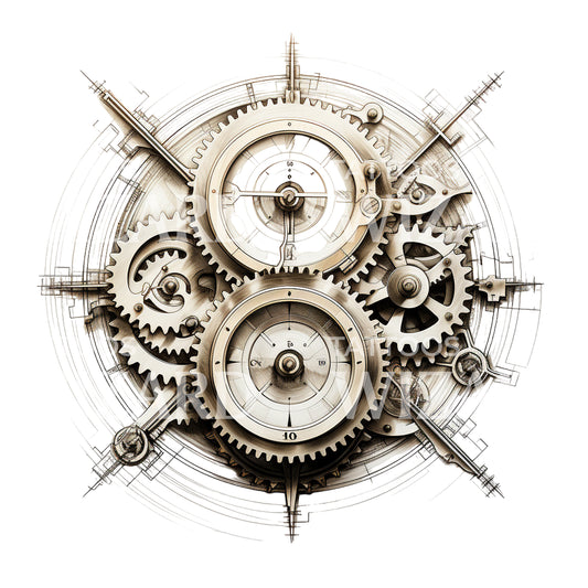 Clockwork Gears Steam Punk Tattoo Design