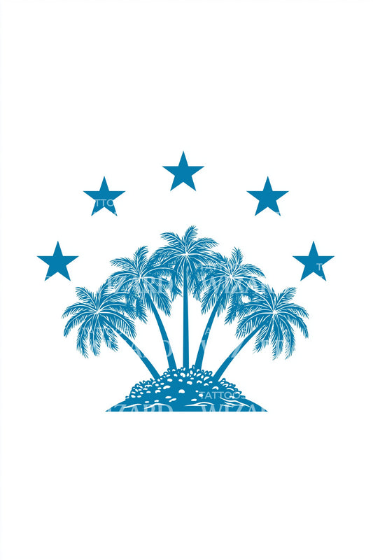 Pacific Palms and Stars Tattoo Design