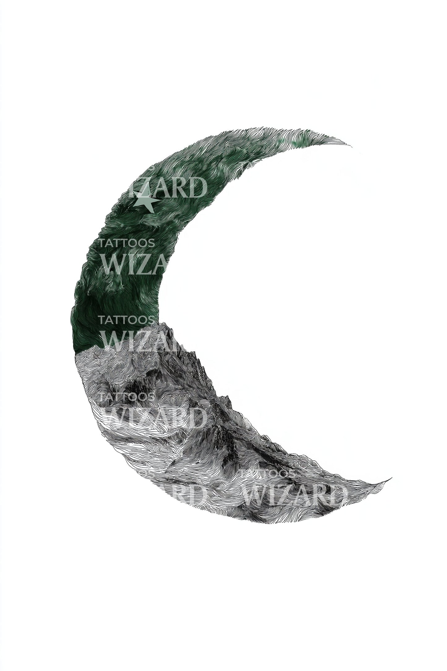 Pakistan Crescent Moon Tattoo Design