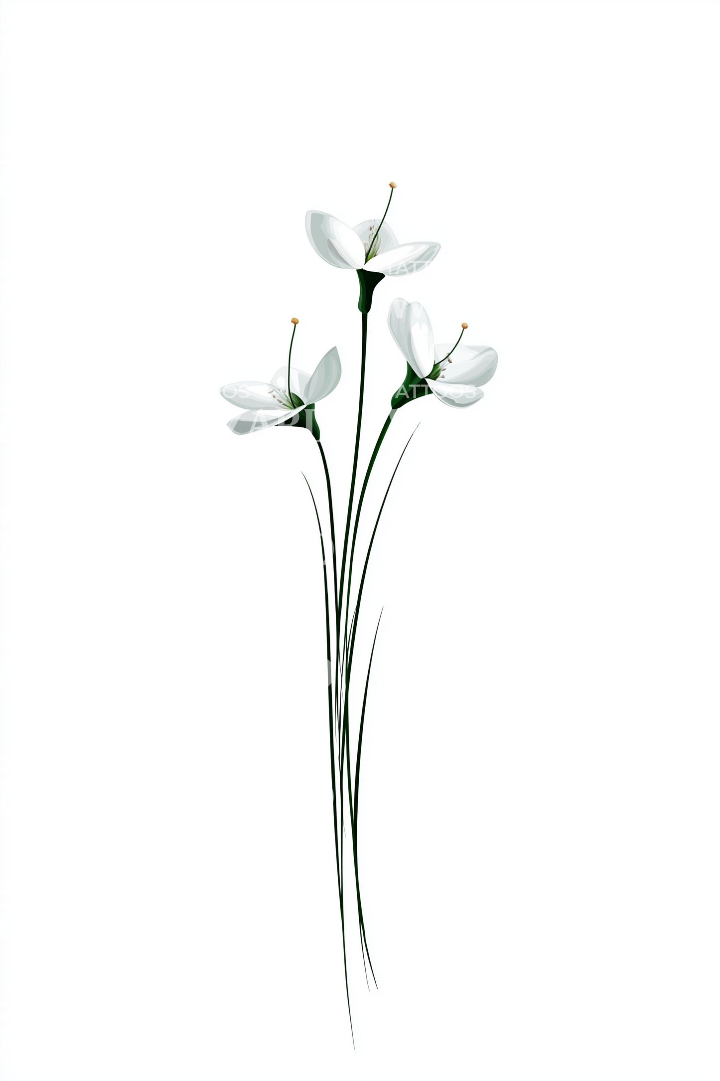 苍白百合茎纹身设计