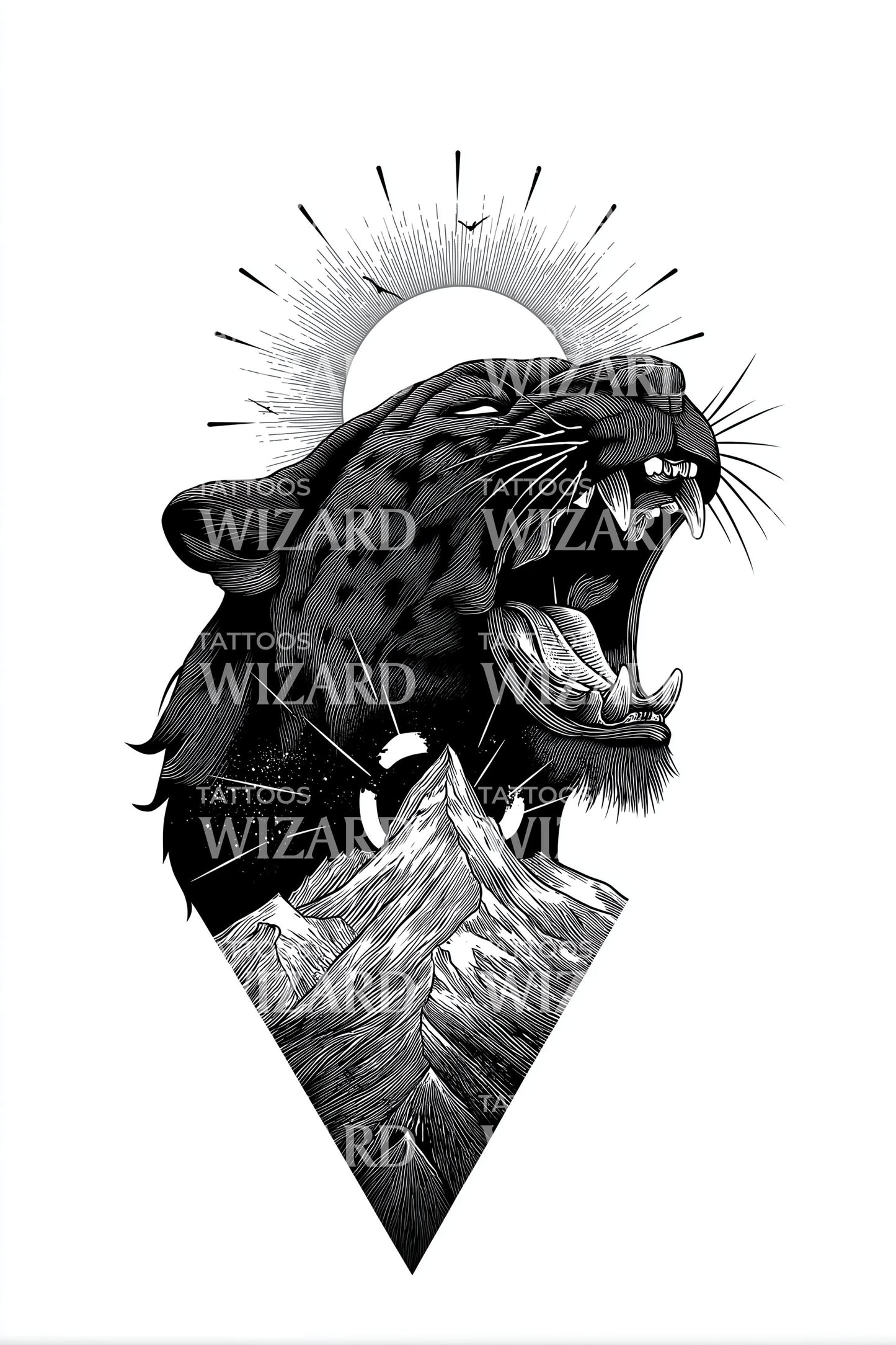 Panther Peak Roar Tattoo Design