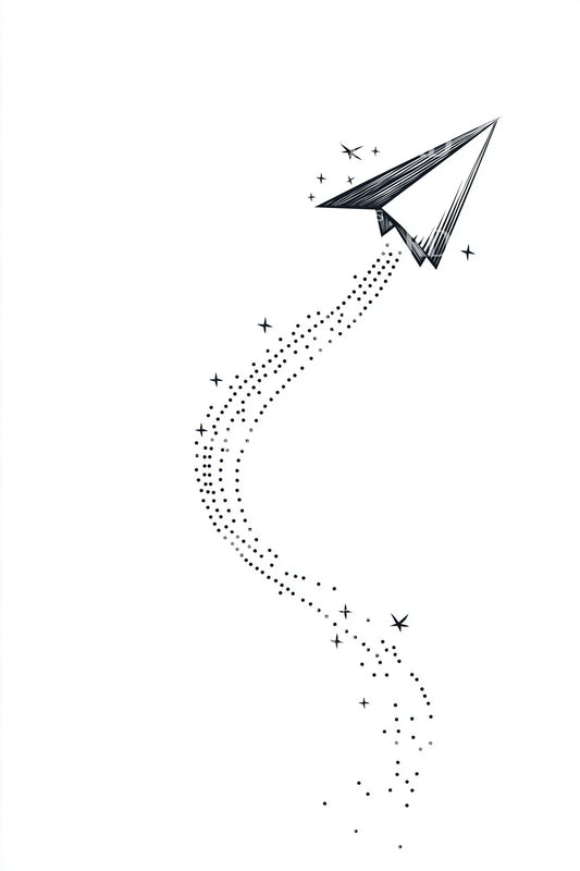 Paper Airplane Trail Tattoo Design