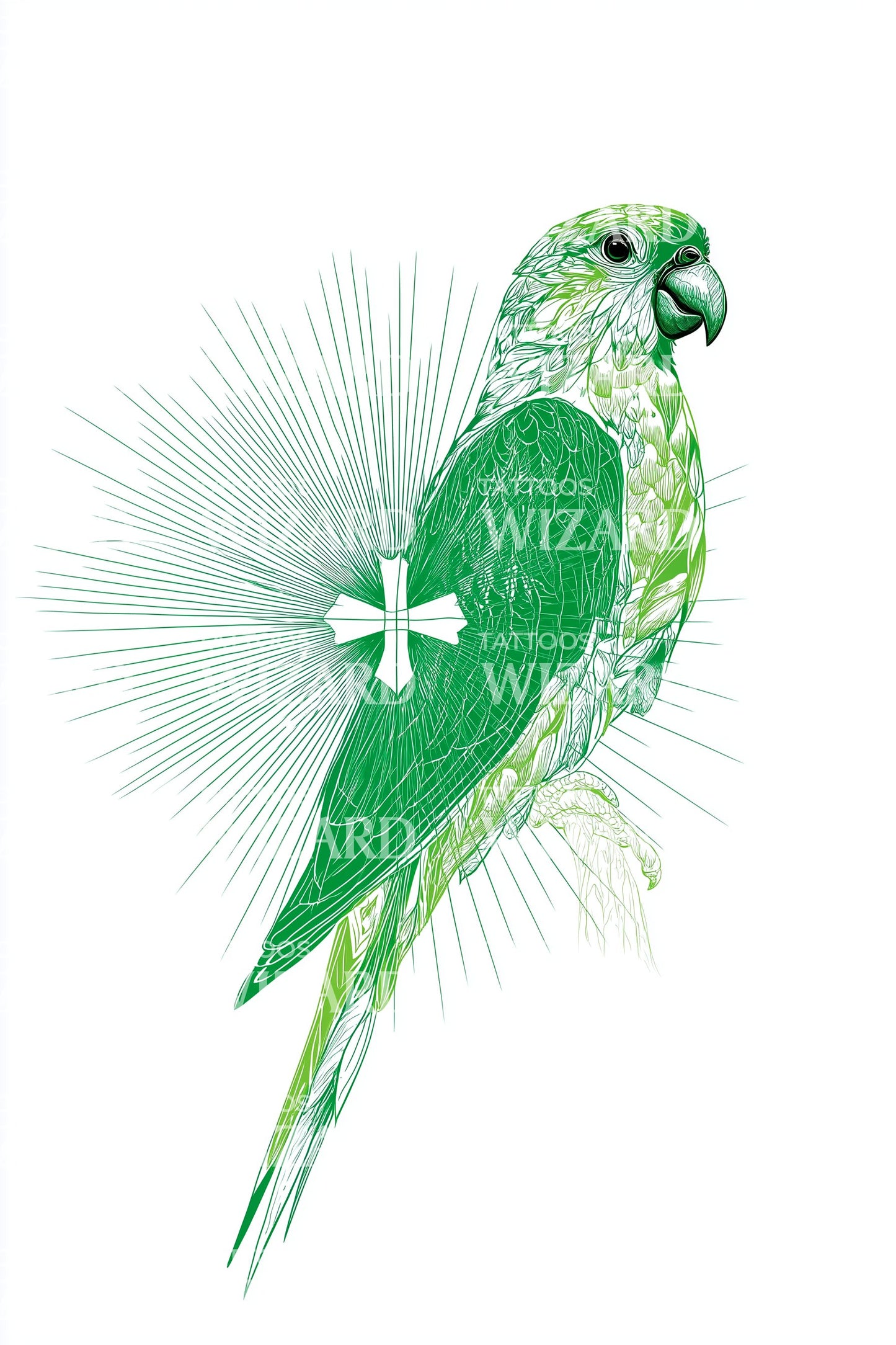 Papagei Blüten Abzeichen Tattoo Illustration