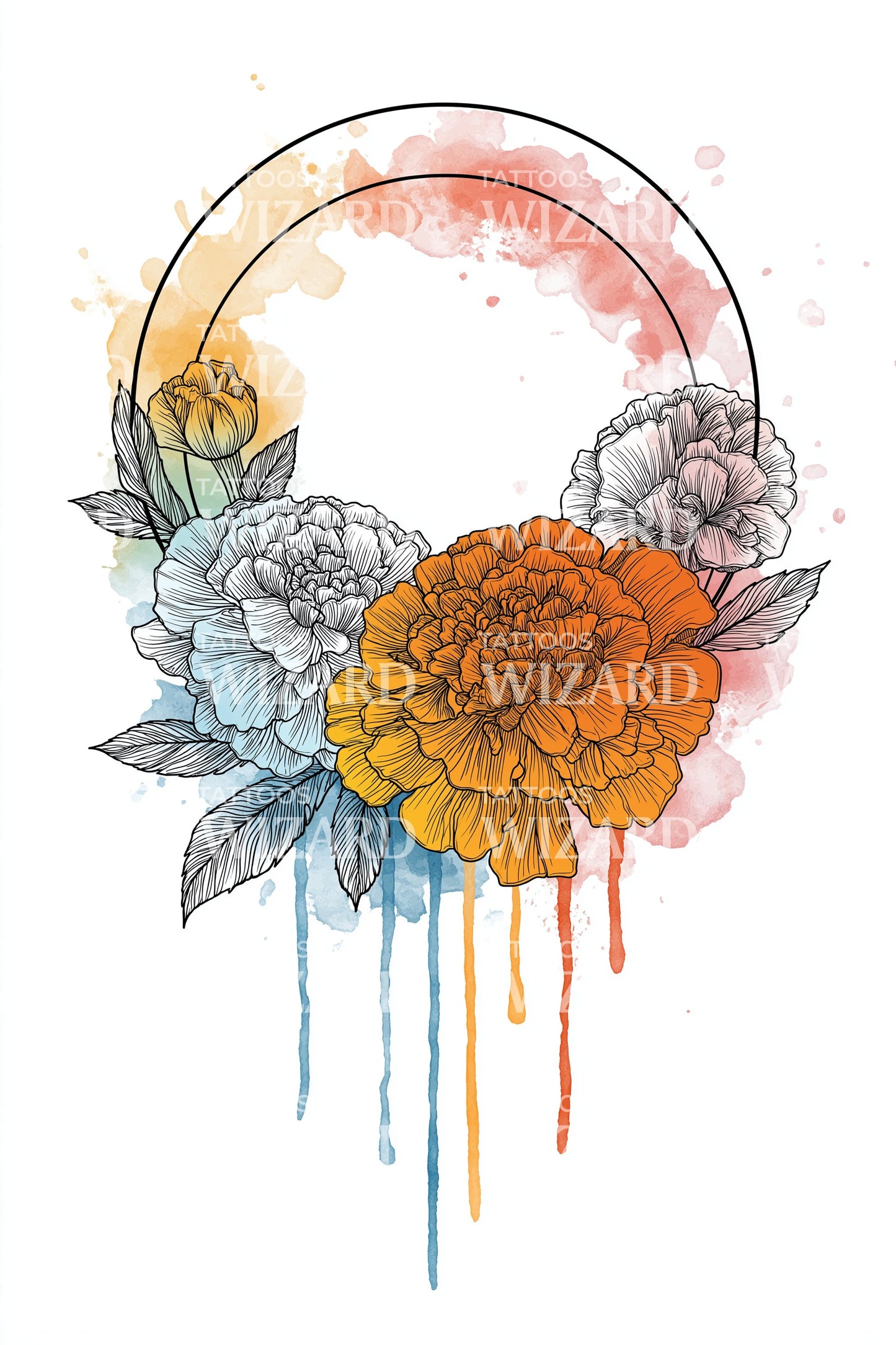 Pastel Roos Halvemaan Tatoeage Ontwerp