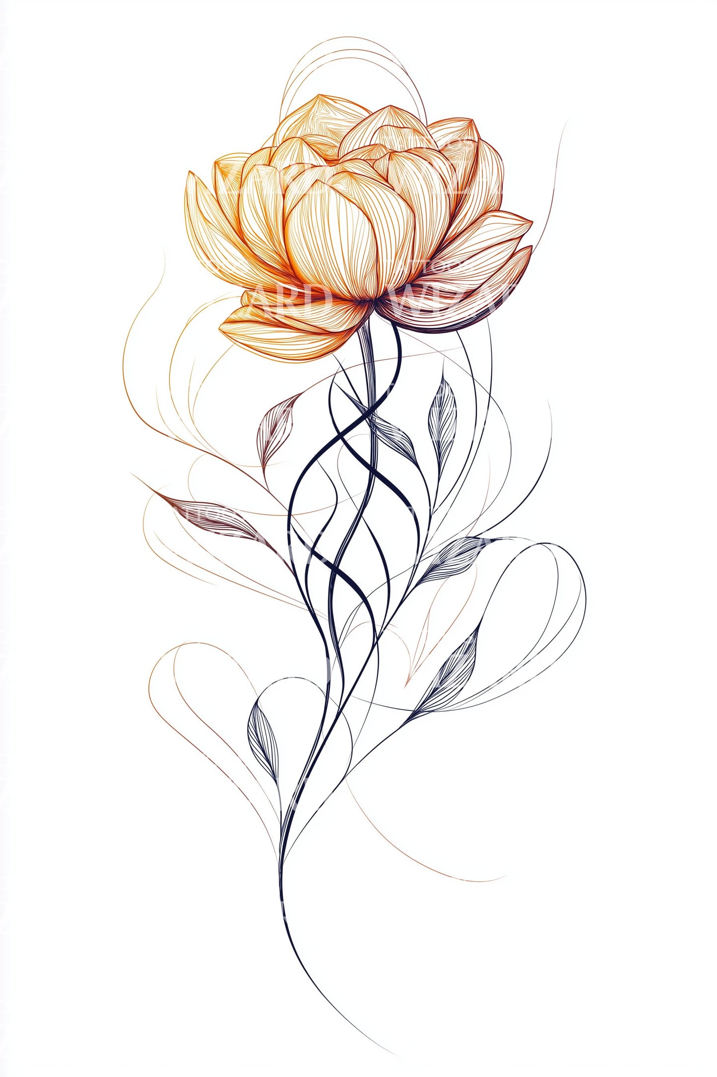 Diseño de tatuaje boceto de rosa pastel