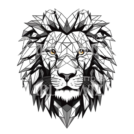 Geometric Lion Head Tattoo Design