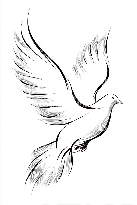 Peaceful Dove Outline Tattoo Design